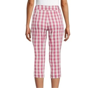 TIME & TRU Pink Gingham Capri Crop Length High Rise Pants 14 NWOT